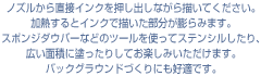 ノズルから直接インクを押し出しながら描いてください。